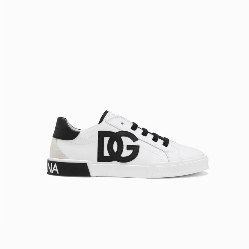 portofino light leather sneakers in black and white