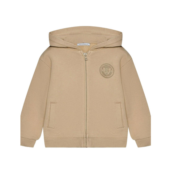 BEIGE HOODED KNIT CARDIGAN