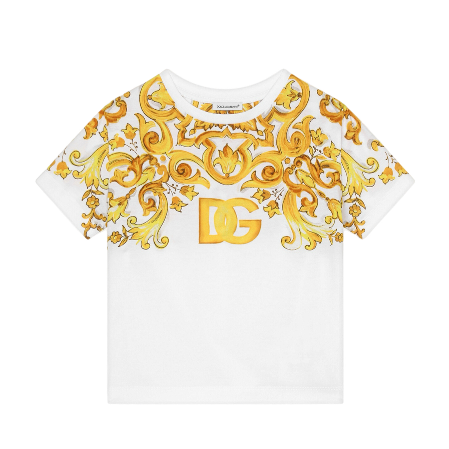 WHITE T-SHIRT WITH YELLOW MAJOLICA PRINT