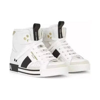 high-top sneakers in white&gold