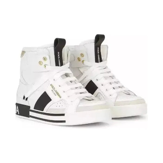 HIGH-TOP SNEAKERS IN WHITE&GOLD