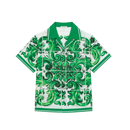 COTTON SHIRT WITH GREEN MAJOLICA PRINT
