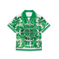 COTTON SHIRT WITH GREEN MAJOLICA PRINT