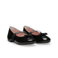 BLACK BALLERINA FLATS WITH AN ELASTIC DG PRINTED BAND