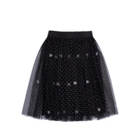 FLARED BLACK SKIRT WITH A SPARKLING DG LOGO