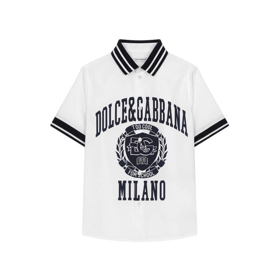 WHITE DG PRINTED SHORT-SLEEVE SHIRT