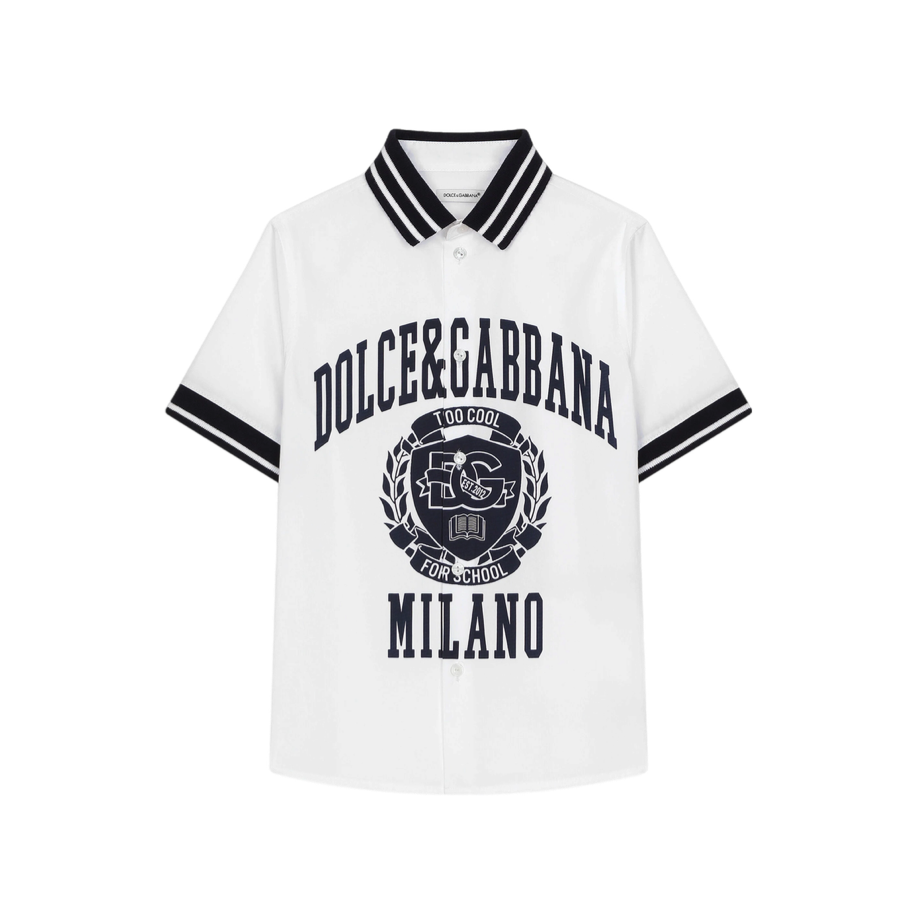 WHITE DG PRINTED SHORT-SLEEVE SHIRT