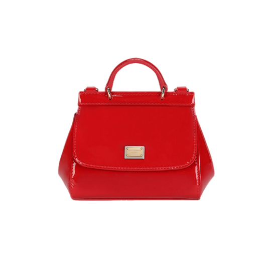 LACQUERED LEATHER SHOULDER BAG IN RED
