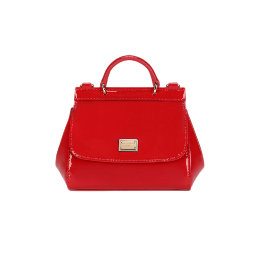 LACQUERED LEATHER SHOULDER BAG IN RED