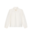 WHITE SILK BLOUSE WITH A GOLD DG LOGO