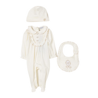 romsuitls+bib+bonnet in white