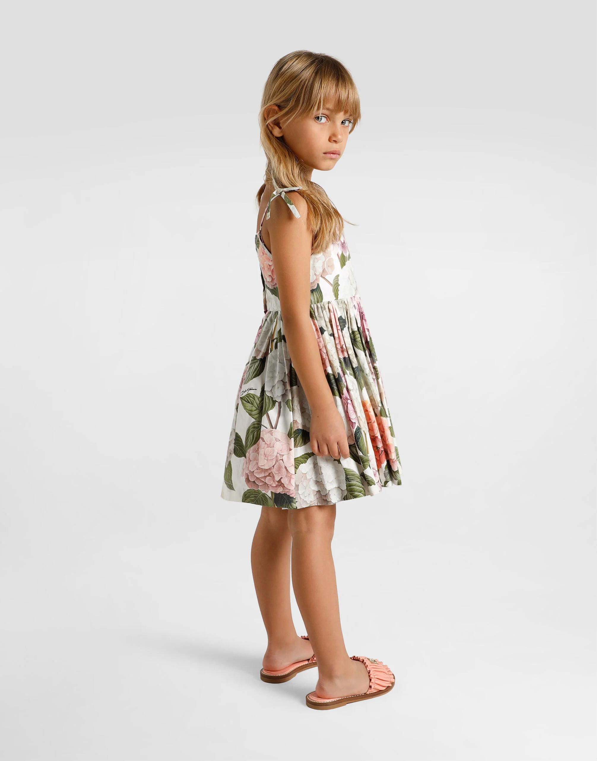 SLEEVELESS DRESS IN HYDRANGEA PRINT