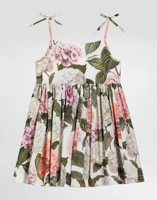 SLEEVELESS DRESS IN HYDRANGEA PRINT