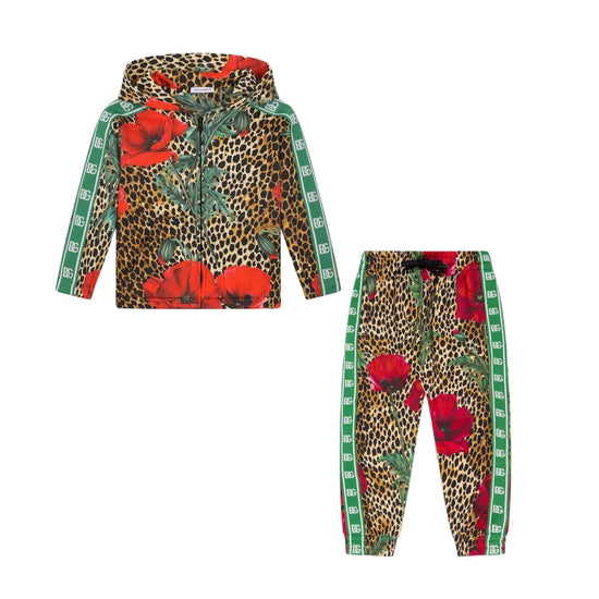 RED-FLOWERS LEO PRINT BABY SET