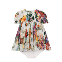 FLORAL-PRINT SILK CHIFFON SPECIAL-OCCASION DRESS