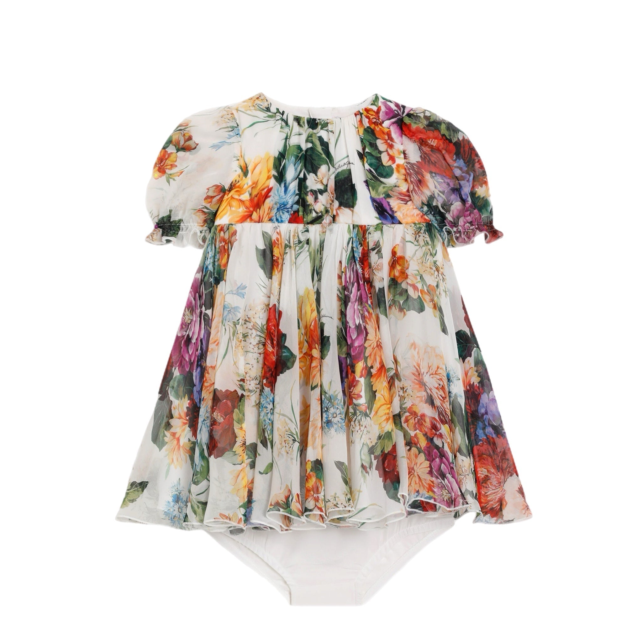 FLORAL-PRINT SILK CHIFFON SPECIAL-OCCASION DRESS