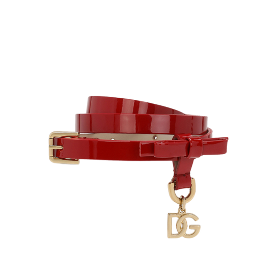 LACQUERED LEATHER BELT IN RED