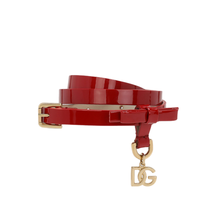 LACQUERED LEATHER BELT IN RED