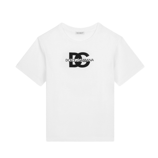 WHITE T-SHIRT WITH BLACK DG LOGO