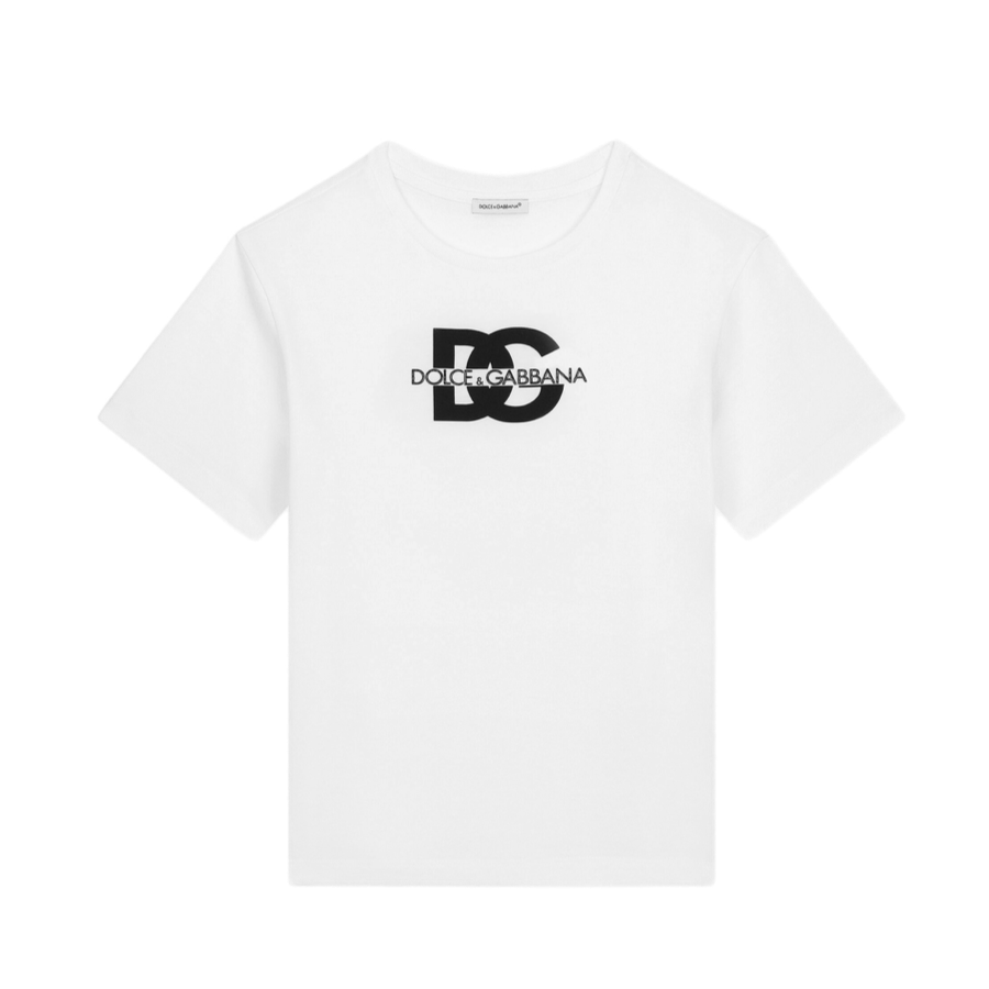 WHITE T-SHIRT WITH BLACK DG LOGO