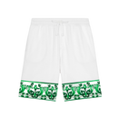 WHITE BERMUDAS WITH GREEN MAJOLICA PRINT