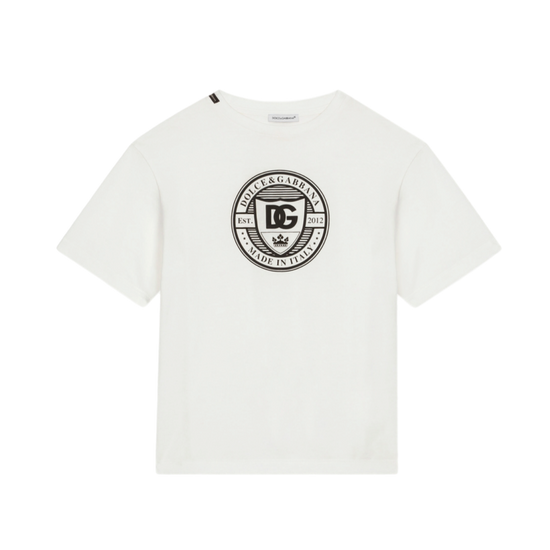 WHITE T-SHIRT WITH BLACK DG LOGO