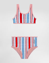 STRIPED BIKINI SET IN WHITE, PINK & BLUE