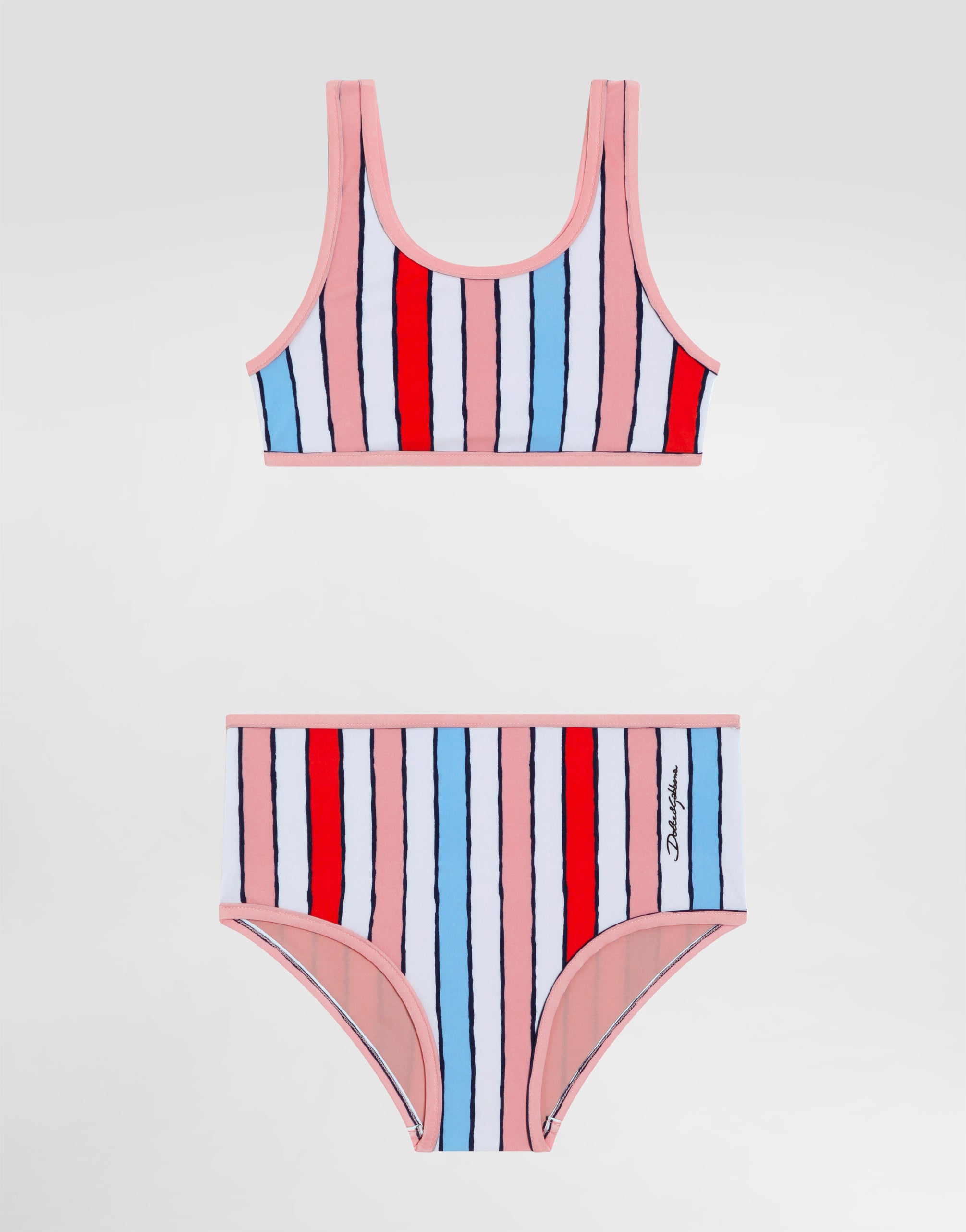 STRIPED BIKINI SET IN WHITE, PINK & BLUE