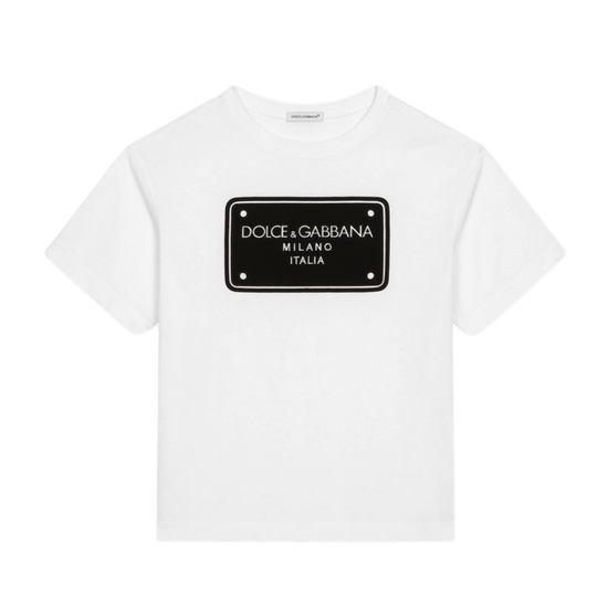 WHITE T-SHIRT WITH BLACK DG LOGO