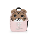 Nylon backpack in pink with a baby-leo print