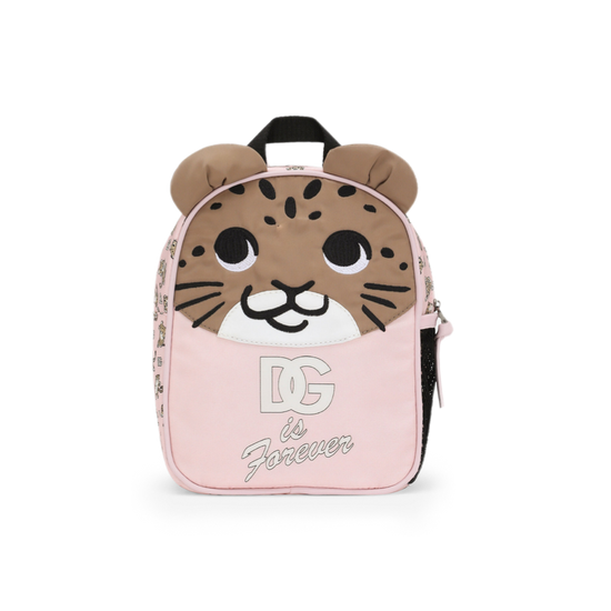NYLON BACKPACK IN PINK WITH A BABY-LEO PRINT