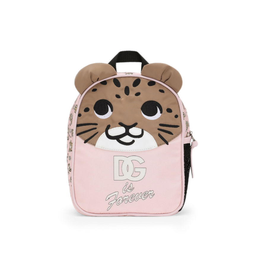 NYLON BACKPACK IN PINK WITH A BABY-LEO PRINT