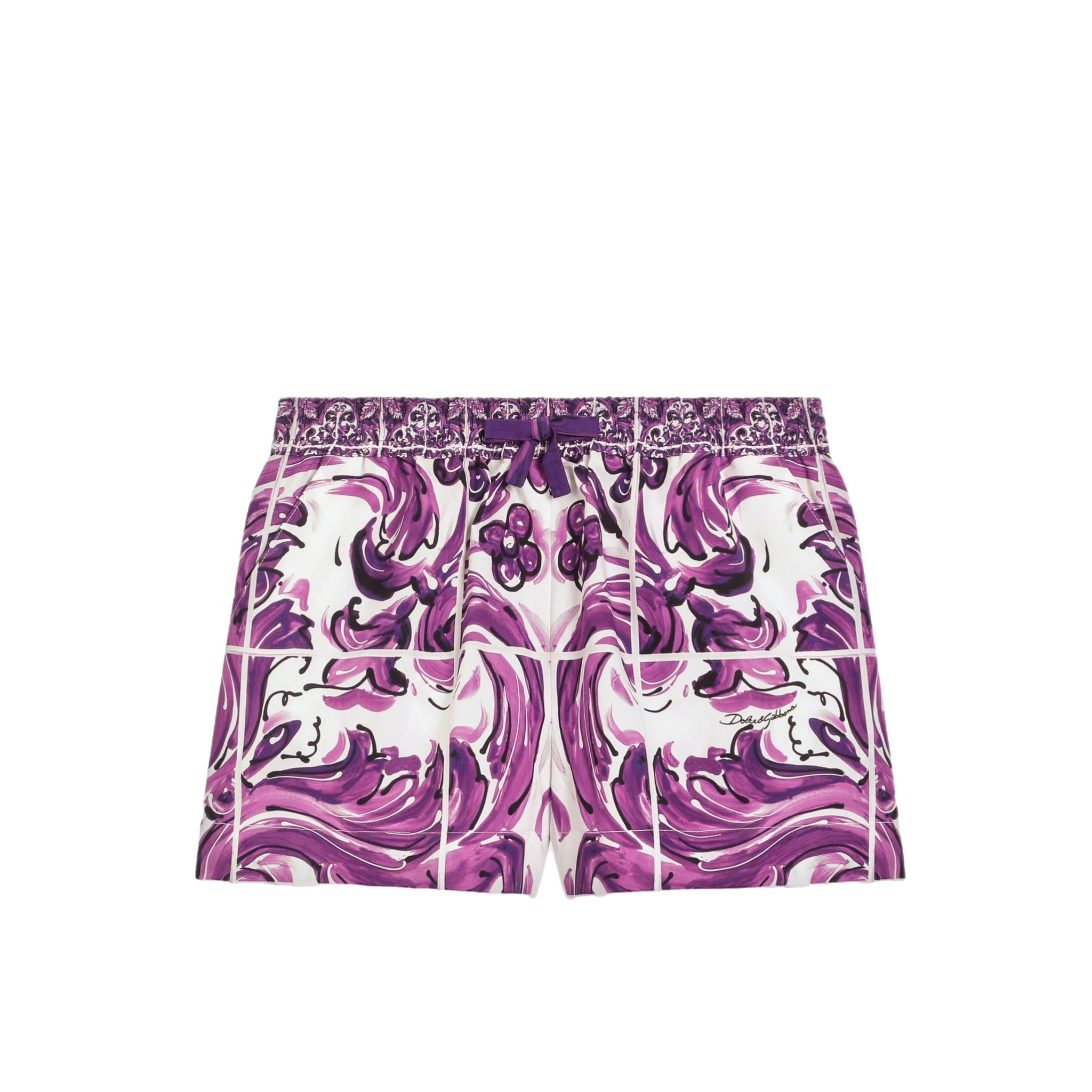 MAJOLICA-PRINT COTTON SHORTS
