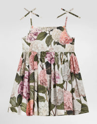 SLEEVELESS DRESS IN HYDRANGEA PRINT