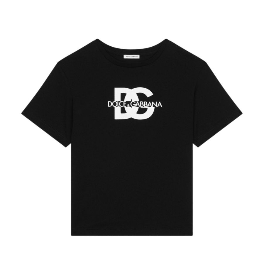 Black t-shirt with white DG logo