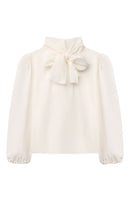 neck-bow cream blouse