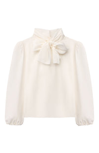 neck-bow cream blouse
