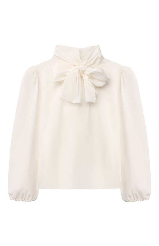 NECK-BOW CREAM BLOUSE