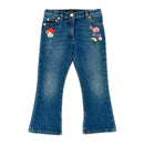 floral-embroidered jeans