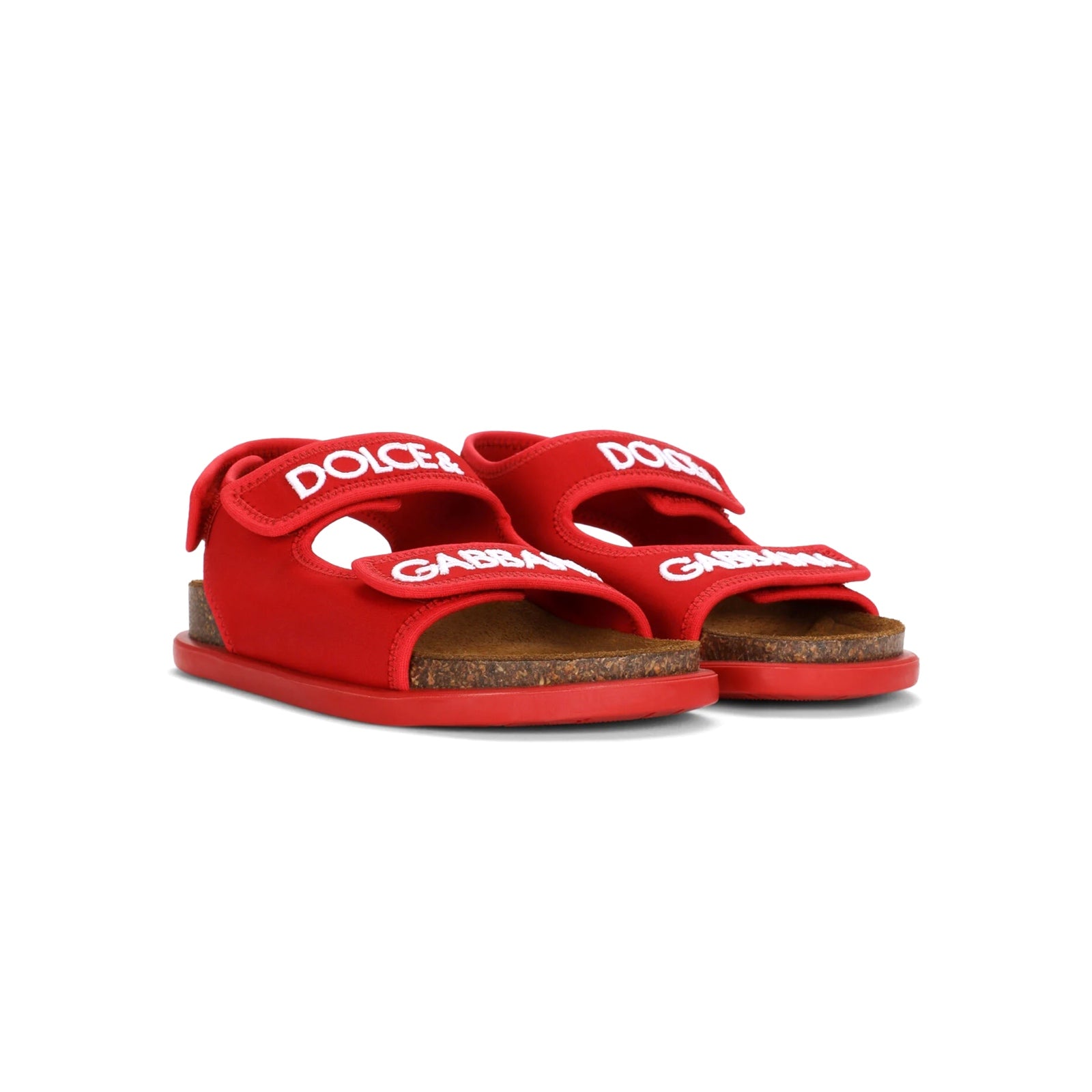 velcro sandals with embroidered logo in red