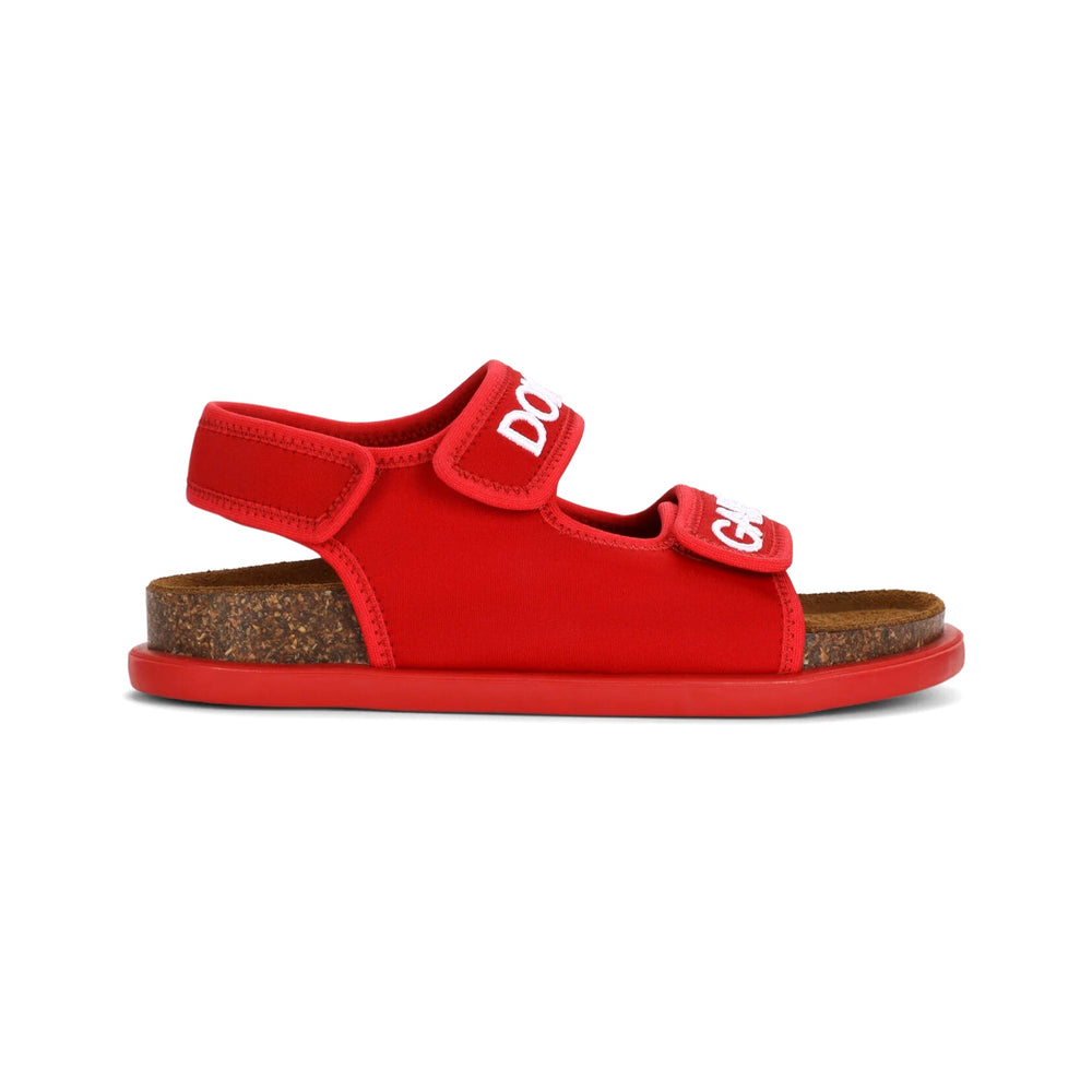 velcro sandals with embroidered logo in red