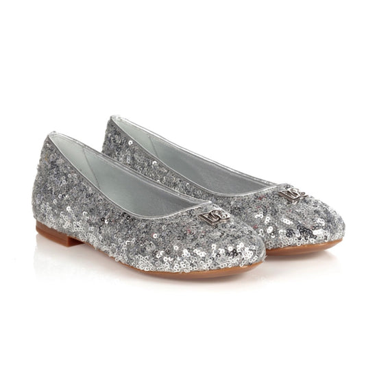 SEQUIN BALLET FLATS IN SILVER