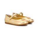 leather logo shoes in gold