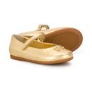 leather logo shoes in gold