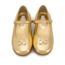 leather logo shoes in gold