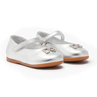 bow-detail leather ballet flats in silver