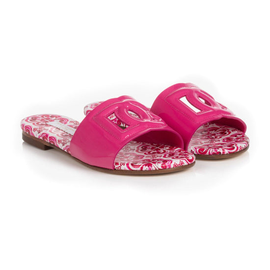 MAJOLICA-PRINT LEATHER SLIDES