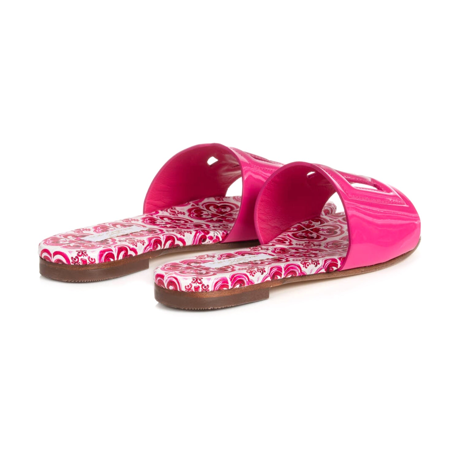 majolica-print leather slides