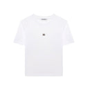 white t-shirt with logo-plaque in gold