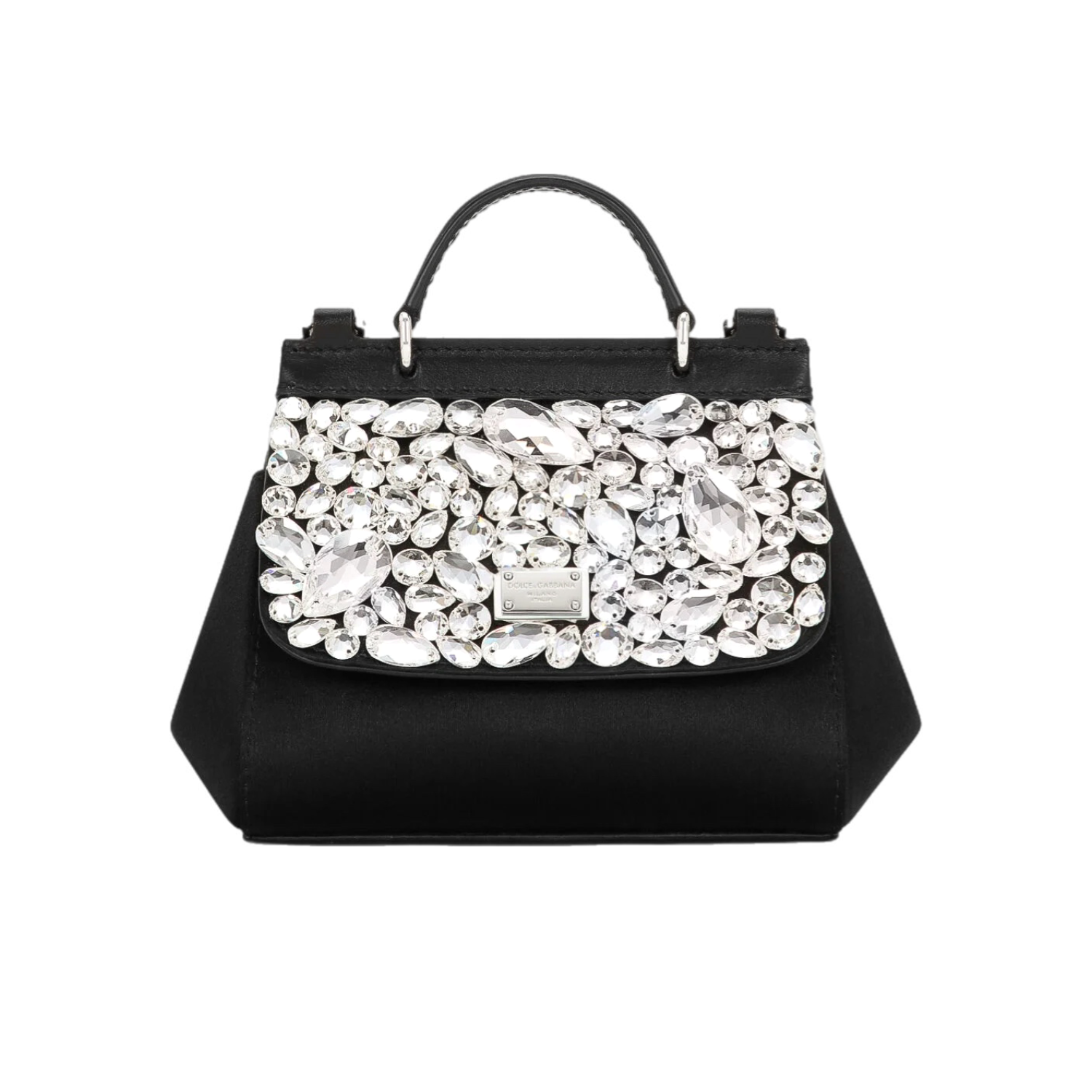 mini sicily crystal-embellished bag in black